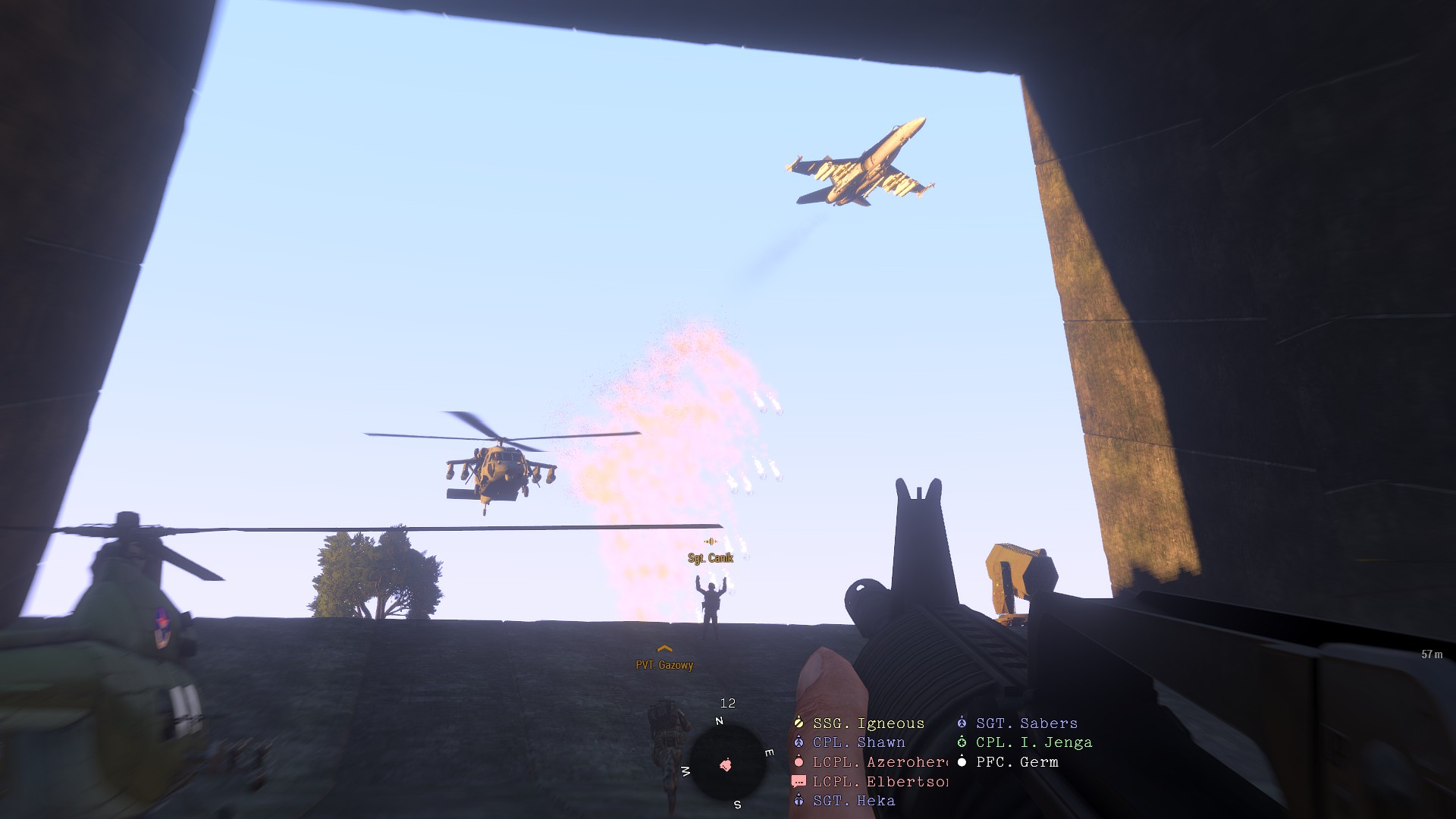Close air support above troops