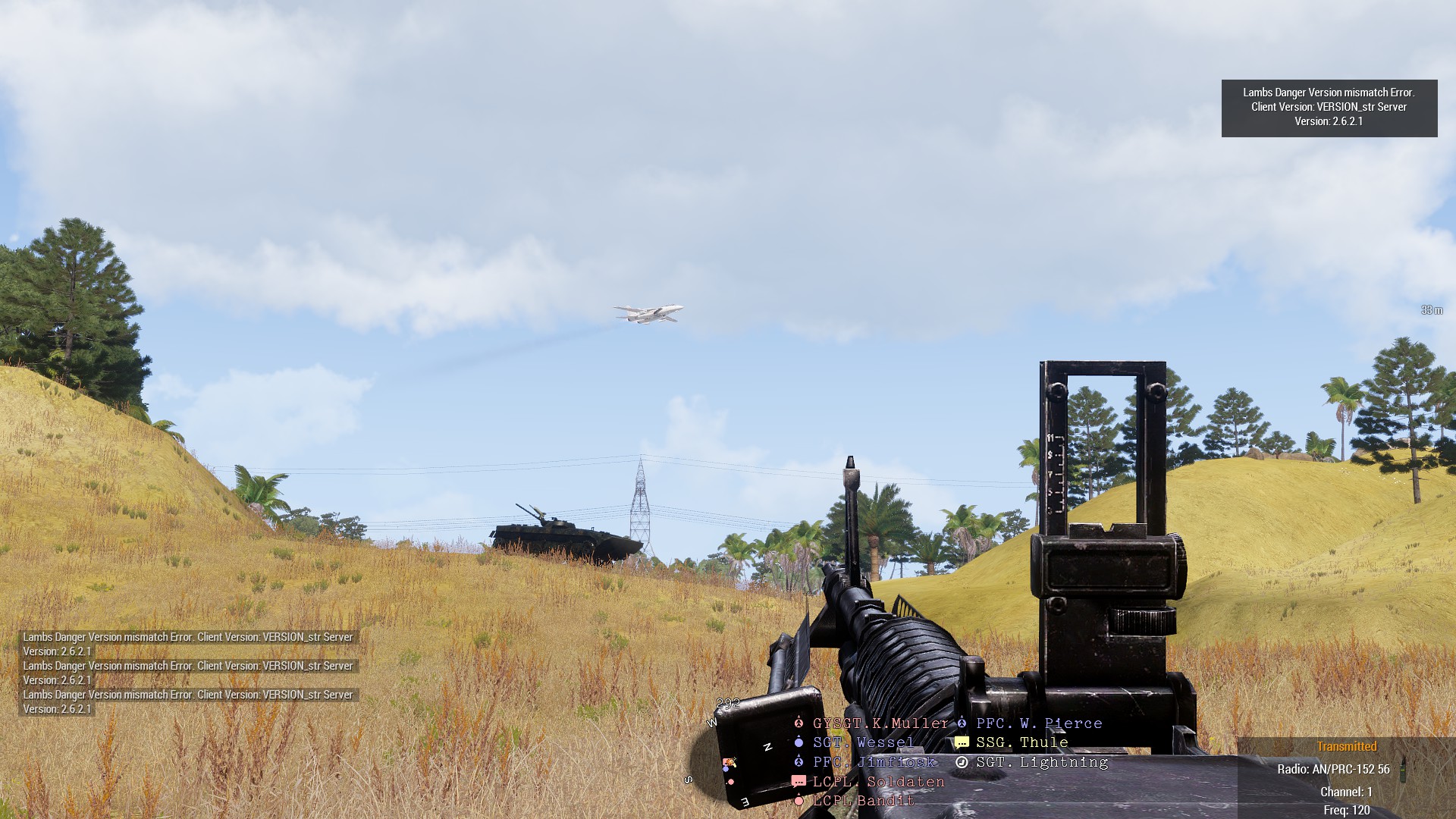 A mounted gun covering open ground